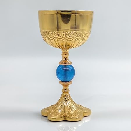 REPLICARTZ Chalice Goblet Gold-Plated Brass – Medieval Style Wine Goblet, Perfect Gold Chalice Cup for Parties and Special Occasions, Stunning Golden Goblets & Brass Glass Decor 7 Oz Pack of 1