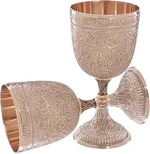 REPLICARTZ Brass Embossed Chalice Goblet of King Arthur, Medieval Decor Gothic Chalice Cup, Roman Chalice Pack of 1 (250ml)