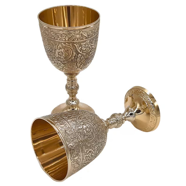 Personalised Brass Chalice Goblet For Communion Cup Handmade Embossed Wine
